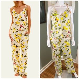 New NWT The Lazy Poet Amelie Palermo Eterno Lemon Bird Linen Pajama Pants Set